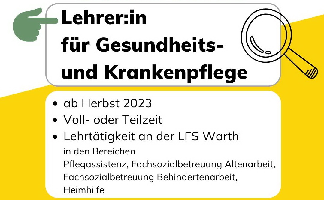 Lehrer:in für Gesundheits- und Krankenpflege gesucht￼