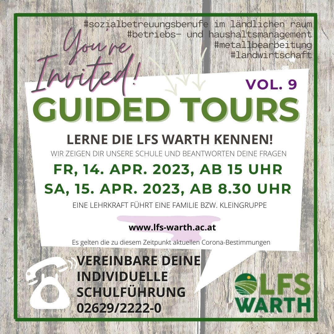 Guided Tours April 2023